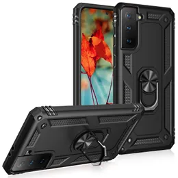 حالات الهاتف المغناطيسية للسيارة لشركة Samsung Galaxy S21 S20 Fe S10 Note 10 Plus 20 Ultra Metal Finger Ring Cover Armor