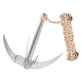 Fällbara båtar Anchor Grappling Hook Survival Tool med repfisketillförsel och rep Grapin 220812