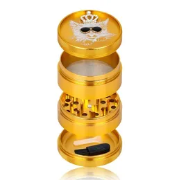 Fyra lager Tobaksrökning Herb Grinder med Intied Cat Cartoon Metal Grinders Aluminium Alloy Grinder