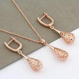 Örhängen halsband 2022 Trend 585 Rose Gold Luxury Quality Jewelry Dangle Set Women Wedding Party Exquisite