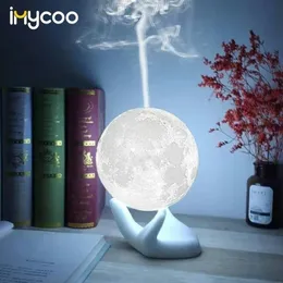 Dropship 880ml USB Ultra Aroma Air Humidifier With 3D Moon Lamp Light Essential Oil Diffuser Mist for Bedroom Y200113