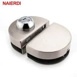 NAIERDI Double Glass Door Lock 304 Stainless Steel Single Open Frameless Door Hasps For 10-12mm Thickness Furniture Hardware 201013