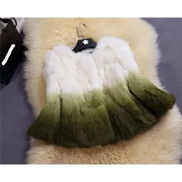 Top Quality Temperamental Fur Coat OLGITUM Winter Soft Imitation Rabbit Short Color Matching Fur Outwear Mujer Female Jacket LJ201021