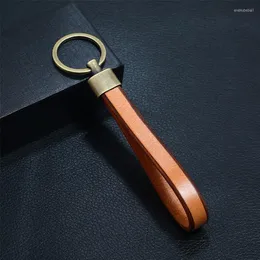 Keychains 빈티지 수제 가죽 키 체인 홀더 키 링 합금 키 체인 키 체인 키로 링 여성 남자 보석 친구 선물 가방 액세서리 enek22