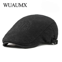 Wuaumx chiński styl beret hat men kobiety Visor Cap haft haft gazeta Sprzedawca Ivy Flat Cak