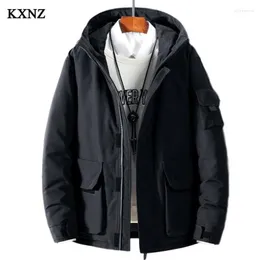 Masculino de parkas de parkas moda moda moda parka winter masculino macio espesso e confortável com zíper preto bolso à prova d'água kxnz46 phin22