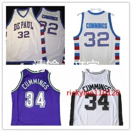 NC01 Basketball College De Paul Terry Cummings 32 Throwback Jersey Thratback Jersey вышивая вышивка оранжевого белого S-5XL