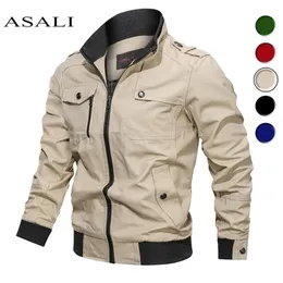 Jaqueta militar masculina primavera outono de algodão windbreaker casaco de casaco exército jaquetas de bombardeiro jaqueta de voo de voo masculino roupas de machado 201128