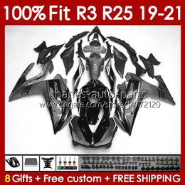 Yamaha YZF-R3 YZF-R25 YZFR3 Black Grey YZFR25 19-21 BODY 141NO.132 100% FIT YZF R 3 25 R-25 2019 2020 2021 프레임 R3 R25 19 20 21 주입 금형 차체 공사