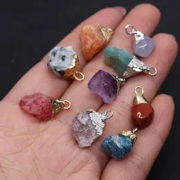 Pendant Necklaces Natural Stone Fashion Irregular 7-25mm Gold Hanging Multicolor Crystal Agate Reiki Earrings Necklace Bracelet AccessoriePe