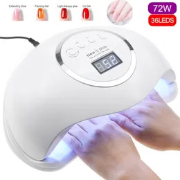 72W 5 Plus UV LED Nail Dryer For All Gels Polish Sun Light Lampa Led Manicure Infrared Sensing Timer Smart 220607