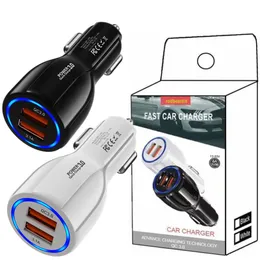 Caricabatterie rapido a doppia porta QC3.0 3.1A 2 Adattatore di alimentazione USB 5V 9V 12V Carica per auto per iPhone Samsung LG Xiaomi Huawei IOS Telefono Android universale