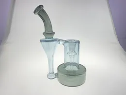 Unikt Biao Glass Bongs RBR1.0 Style Hookahs Vattenrör med Blue Star och Gray 14mm Joint