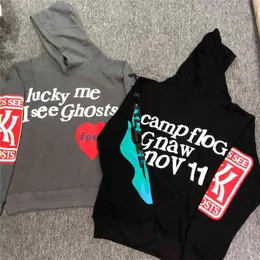 KIDS SEE GHOSTS FREEEE Felpa con cappuccio Flocking Uomo Felpe con cappuccio Felpe Streetwear KIDS SEE GHOSTS FREEEE Felpa con cappuccio Pullover T220802