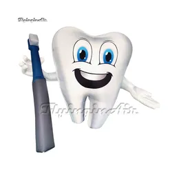 Simulation White Inflatable Cartoon Tooth Model 2m/3m Dental Health Tips Figure Blow Up Tooth Man Balloon With A Toothbrush For Advertisement