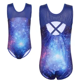 Scene Wear Girls Ballet Leotard Galaxy Print Bodysuit One Piece Gymnastics Practice Cloths Kids Tights Dance CostumesStage