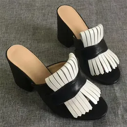 Moda-Mulheres camurça de salto médio bomba sandália plataforma sandálias designer sapatos Marmont sandálias com dobra sobre franja 231115