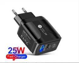 Type c 25W PD Wall charger EU US UK Ac Quick QC3.0 chargers adapter For Samsung smartphone lg huawei Tablet PC