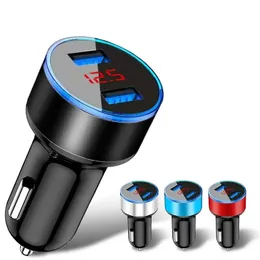 3.1A عرض LED مزدوج USB Car Charger شحنات سيارة الهاتف المحمول لجهاز iPhone 14 13 12 Xiaomi Samsung Note10 20 S20 Tablet Fast Charging Adapter