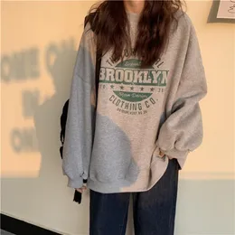 Tunn pullover sweatshirt mode höstdesigner lös crewneck sweatshirt harajuku hoodie polerones mujer kpop kläder 220722