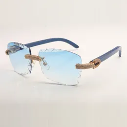 Fine Diamond Sunglasses Frame 3524029-1 with Natural Color Wood and 58mm Clear Cut Lens Thickness 3.0mm