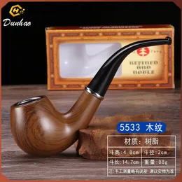 New pipe imitated ebony fine polished resin ring pipe old hammer craft retro smooth curved cigarette set