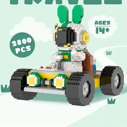 Space Rabbit Astronaut Adventure Car Building Blocks Moto Scooter Modello Mini Diamond Bricks Toy for Children Gift 220816