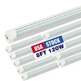 JESLED LED SHOP LIGHT 8FT 120W 12000LM 6000K V SHAPE LEDチューブクリアカバーハイト出力リンク可能なT8チューブライト100のガレージパック用