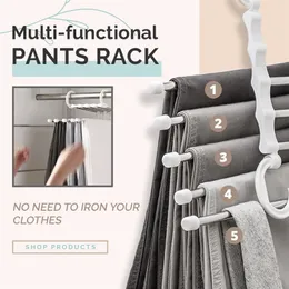 5 in 1 pant rack hanger for close on guntifunction shelves 옷장 저장 주최자 스테인리스 스틸 폴딩 옷 교환기 220815