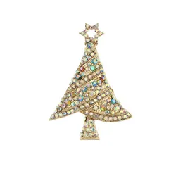 30 PCS/Lot Custom Brouches Fashion Gold Plated Rhinestone Christmas Tree Pin for Xmas Gift/Decoration