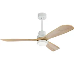 Pendant Lamps Modern Retro LED Light Ceiling Fan For Living Room Wooden Fans With Lights 52 Inch Blades Cooling Remote FanPendant