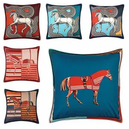 European American Style Luxury Soft Velvet Horse Series Pillow Cover Home Sofa Decoration Square Throw Pillow Cases