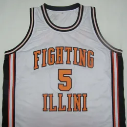 Deron Williams Kendall Gill Illinois Orange Away White Basketball Jersey Embroidery Ticked أي حجم واسم