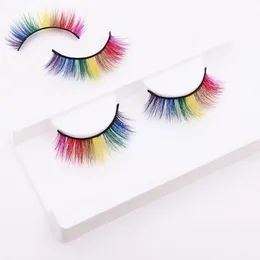 Color Mink Eyelashes Dramatic Long Colorful False Eyelash Cosmetic Fake Colored Eye Lash Extension Party Cosplay Halloween Makeup Strip Lashes