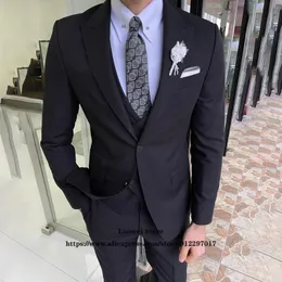 Ternos masculinos Blazers Black Slim Fit for Mens 3 peças de colete de capa de colete definido noivo Casamento pico de lapela smoking masculino