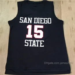 Nikivip mens San Diego State Aztecs #15 Kawhi Leonard College Basketball Jerseys Black White University Circhas de alta qualidade All Titched Size S-2xl