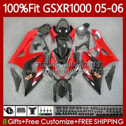 Suzuki GSXR 1000 CC K5 GSX-R1000 2005 2006 Bodywork 122NO.38 GSXR-1000 GSXR1000 1000CC 05 06 GSX R1000 05-06注入型フェアリングキットレッドブラックBLK