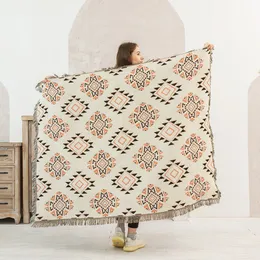 Koc bohemian rajutan selimut benang lempar di tempat tidur deKoratif Handauk sofa penutup Kotakkotak Dinding Permadani Separ