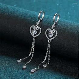 Dangle & Chandelier Arrival Diamond Test Past Heart Mossanite Drop Earrings 925 Silver 1.5 Ct Total Brilliant Cut Long Chain Gemstone Earrin