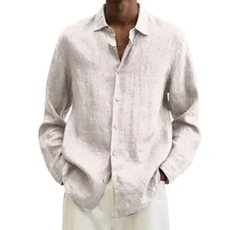 Men's Casual Shirts Cotton Linen Stylish Men Shirt Tops Autumn Chemise Streetwear Blouse Washable For SchoolMen's