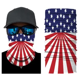 Masken 3D Digitale Wärmeübertragung Grimasse Schädel Amerikanische Flagge Nahtlose Vielfalt Reiten Bandana Maske Schal Schal Vorräte Großhandel