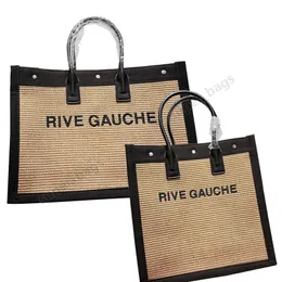 디자이너 가방 RIVE GAUCHE 토트 쇼핑백 여성 핸드백 리넨 대형 비치 핸드백 럭셔리 여행 고품질 패션 토트 38 cm 또는 48 cm