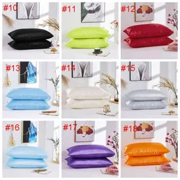 Silk Satin Pillow Case Simple Solid Color Bedding Hushåll Smooth Multicolor Simulation Home Colorful Polyester White Black Pink Green VTM TL0441
