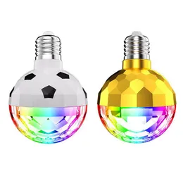 2022カタールフットボールシェイプE27雰囲気LED電球ディスコクリスタルマジックラムパラスライト6W RGB LEDフルカラー回転ランプ