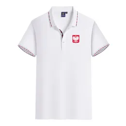 폴란드 국민 남성 여름 레저 고급 빗질면 티셔츠 전문가 짧은 슬리브 옷깃 셔츠