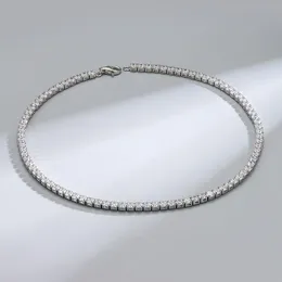 Цепи 925 Серебряное колье стерлингового серебра алмазного тенниса хип -хоп рок 2 мм/3 мм/4 мм высокий углерод