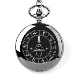 Pocket Watches Fashion Bill Cipher Gravity Falls Color Quartz Watch Analog Pendant Necklace Men Women Chain Gift Montre RelojPocket