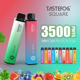 QK Tastefog Meydanı 3500 Puflar Tek Kullanımlık Vape Şarj Edilebilir Pil Örgü Bobin Yüksek Kalitesi