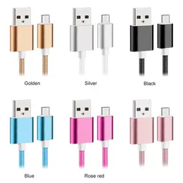 DHL 1M Type C 3ft Braided USB Charger Cable Micro V8 Cables Data Line Metal Plug Charging for Samsung Note 20 S9 Plus