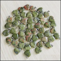 ペンダントネックレスペンダントジュエリーUNAKITE STONE NATURAL HEART BEADS CHARMS CHARMS NECKLACE 20mm WO卸売